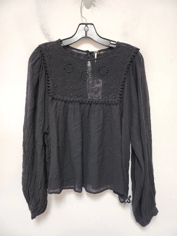 Relaxed Wearables Top Long Sleeve By Free People In Black, Size: S