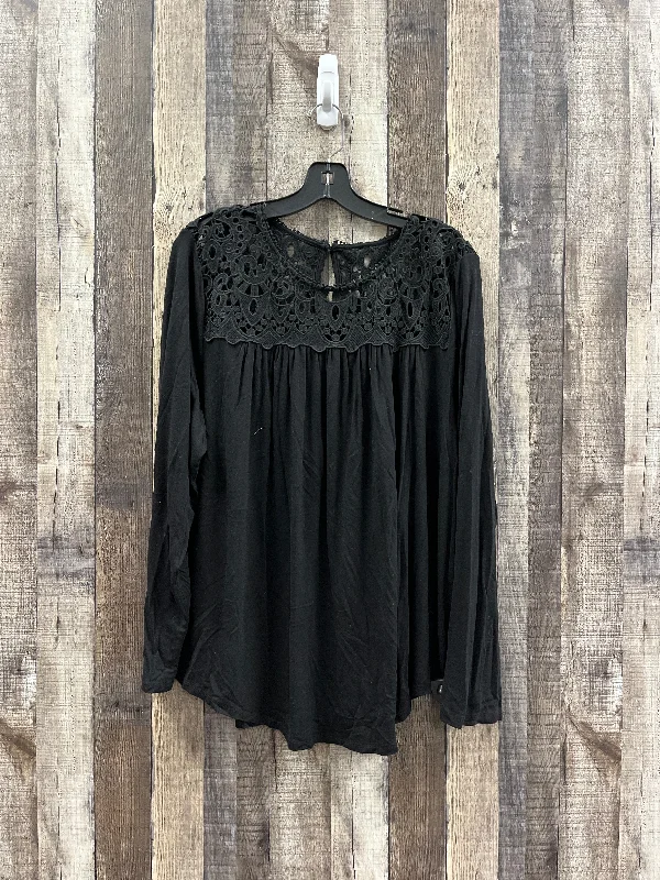 Casual Knitwear Top Long Sleeve By Philosophy In Black, Size: Xxl