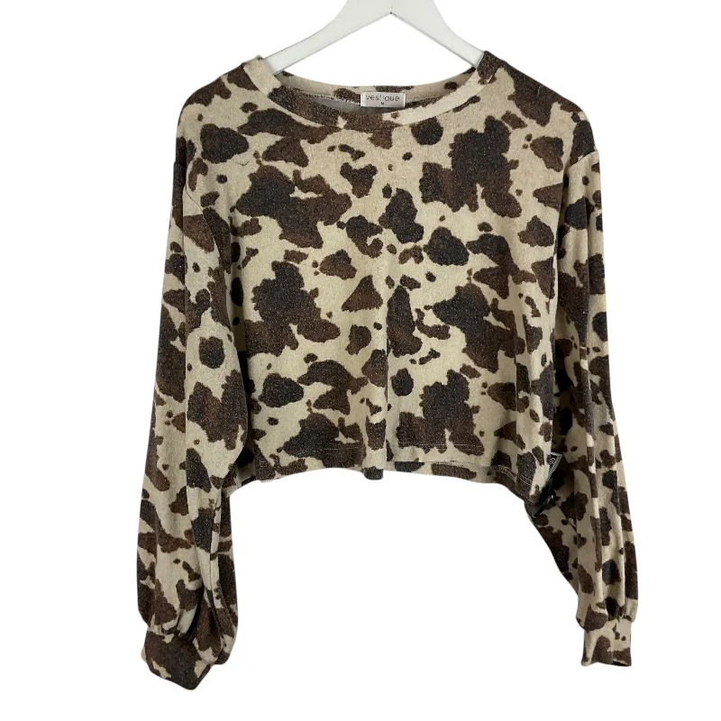 Casual Jackets Top Long Sleeve By Vestique In Brown, Size: M