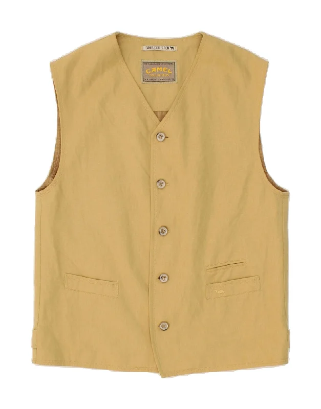 Stylish Comfort CAMEL Mens Gilet UK 38 Medium Yellow Cotton