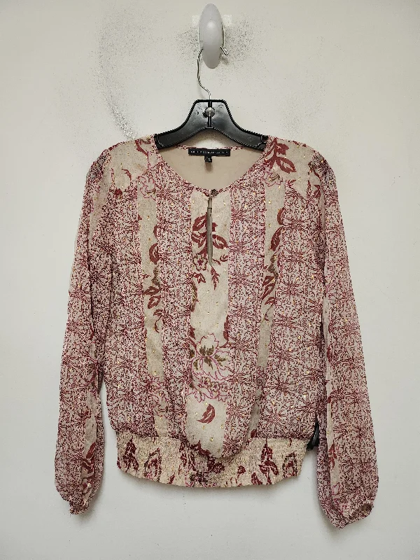 Soft T-Shirts Top Long Sleeve By White House Black Market In Red & Tan, Size: Xs