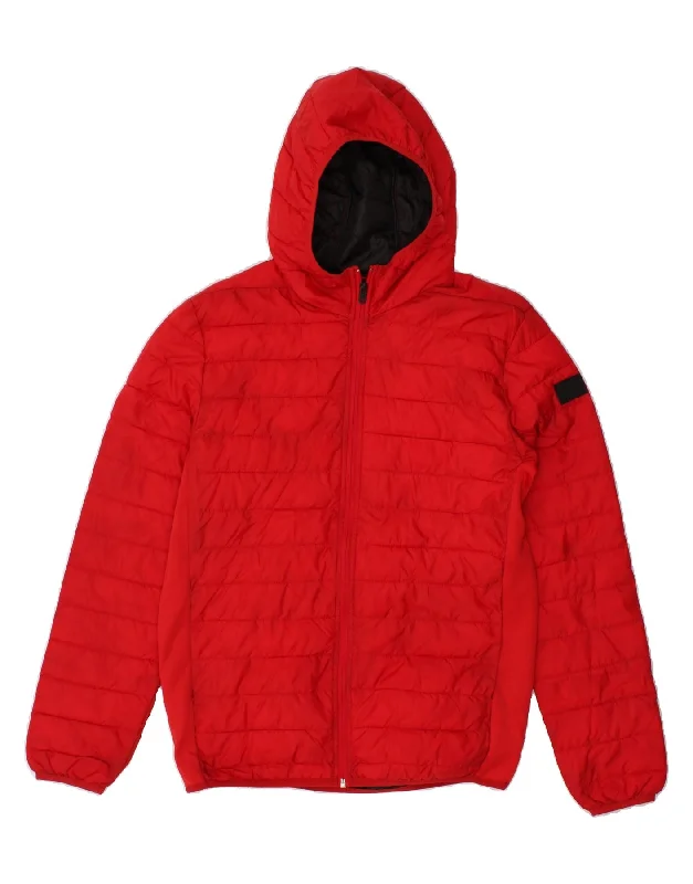 Functional Fashion JACK & JONES Mens Hooded Padded Jacket UK 36 Small Red Polyester