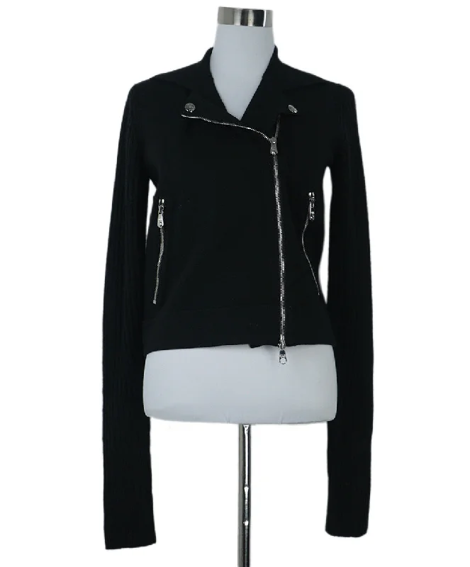 Classic Wear Sonia Rykiel Black Knit Motorcycle Jacket sz 4