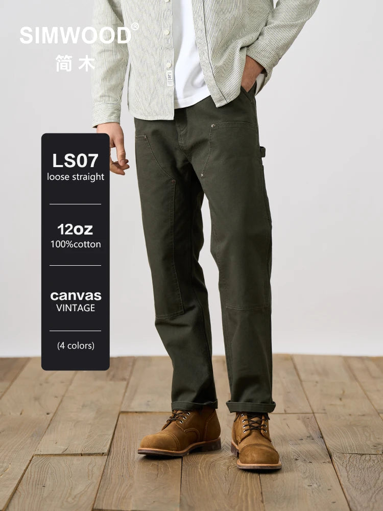 Retro Style Men's Loose Straight Fit Carpenter Pants Tactical Cargo Trousers