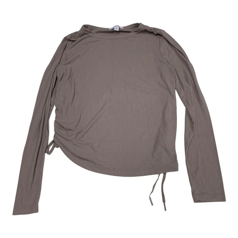 Cool Comfort Athletic Top Long Sleeve Crewneck By Joy Lab In Tan, Size: M
