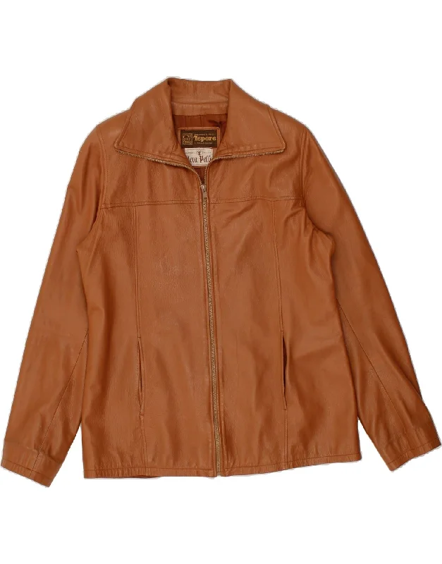 Smart Casual VINTAGE Mens Leather Jacket UK 38 Medium Brown Leather