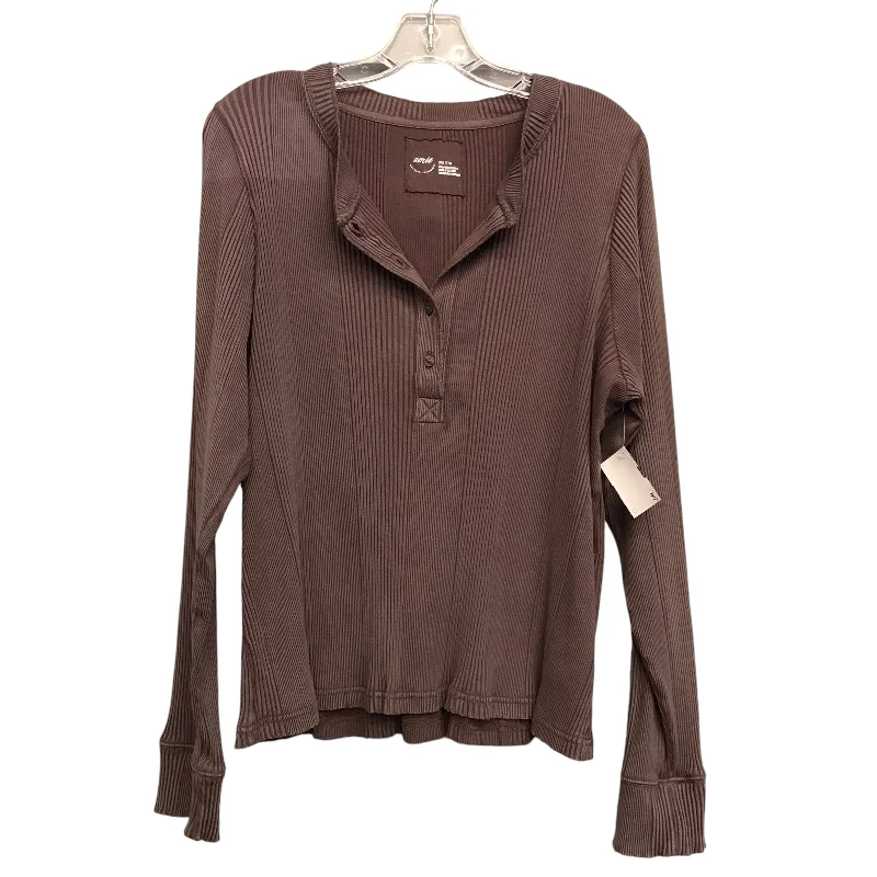 Cozy Essentials TOP LS by AERIE In BROWN, Size: 1X