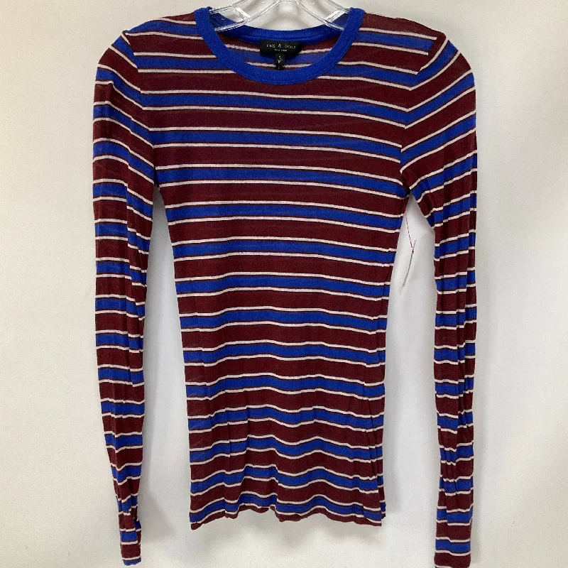 Modern Casuals Top Long Sleeve By Rag And Bone In Striped Pattern, Size: S