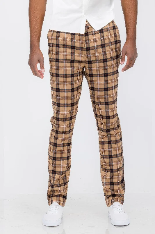 Soft T-Shirts Mens Plaid Trouser Pants