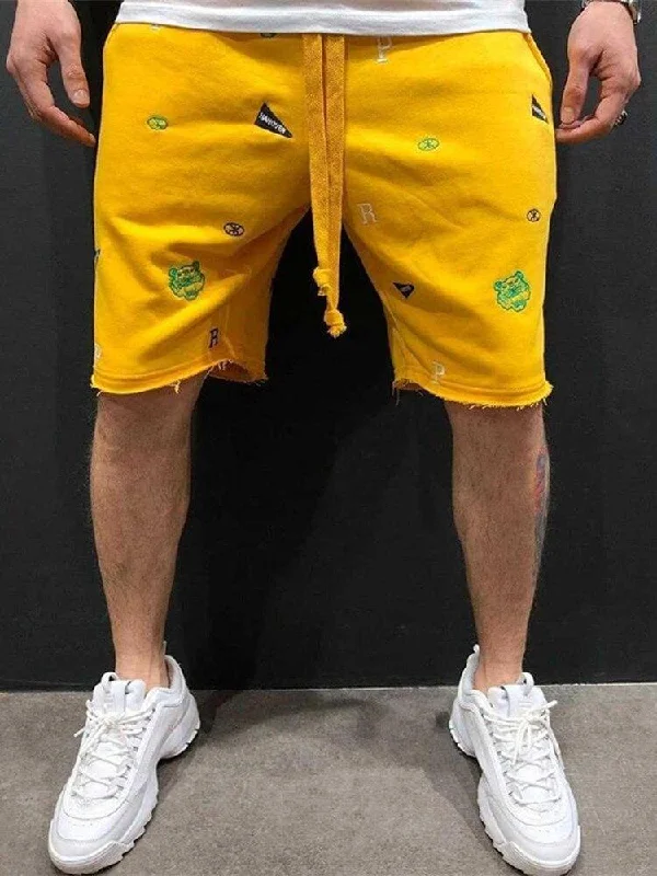 Casual Wear Men's Casual Tide Embroidery Loose Fit Shorts