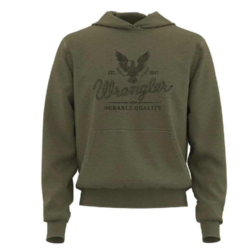 Sporty Wardrobe Wrangler Men's Olive Logo Hoodie