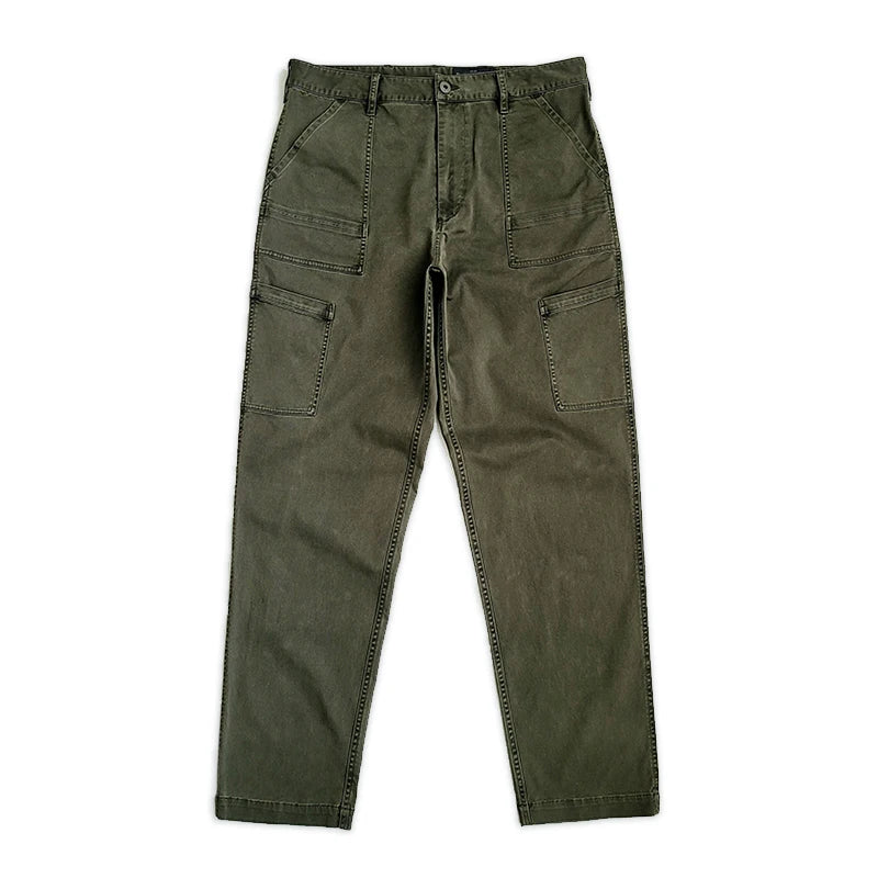 Versatile Outfits Men's Cargo Pants Straight Mid-waist Multi-pockets Military Style