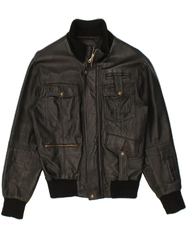 Classic Casual VINTAGE Mens Leather Jacket UK 38 Medium Black Leather