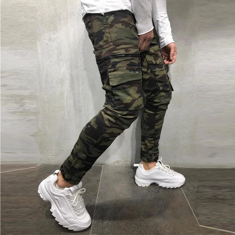 Simple Outfits Men's Camouflage Slim Fit Multi-Pocket Cargo Joggers