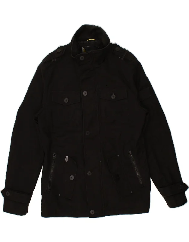 Active Gear JACK & JONES Mens Utility Jacket UK 40 Large Black Cotton