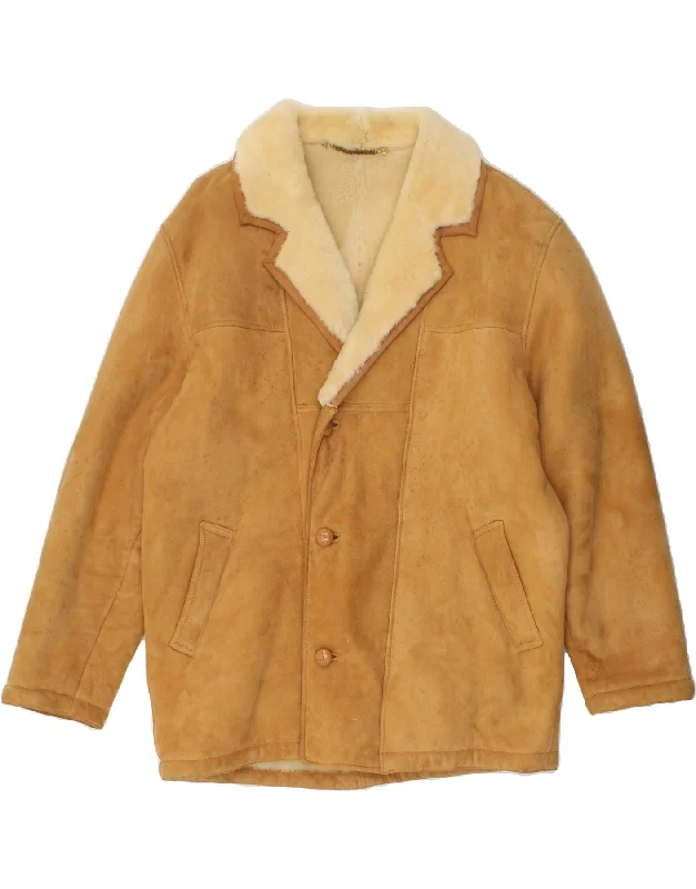 Simple Outfits VINTAGE Mens Shearling Jacket IT 52 XL Beige Shearling
