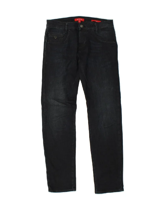 Casual Denim GUESS Mens Tapered Jeans W29 L32 Navy Blue Cotton