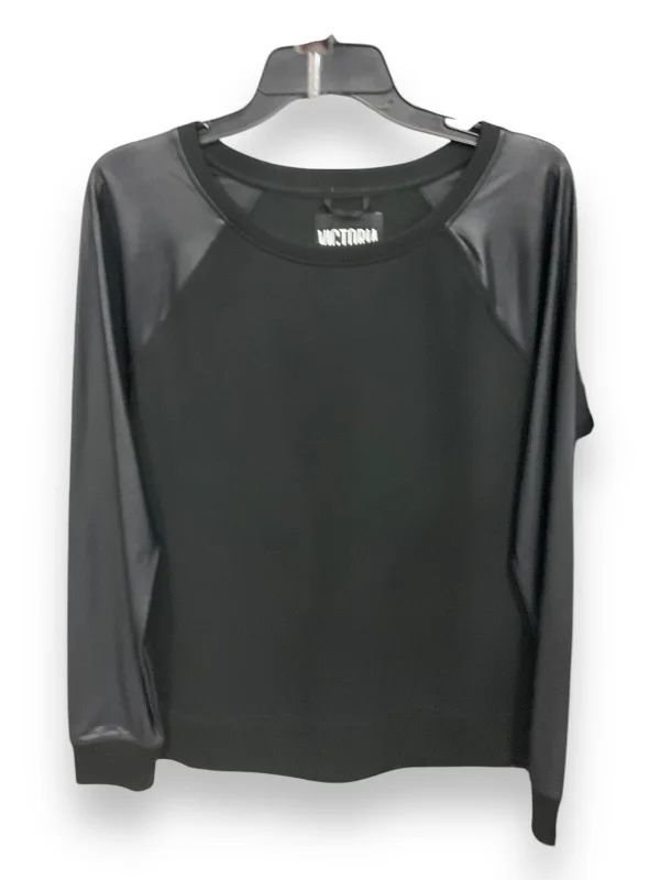 Trendy Comfort Athletic Top Long Sleeve Crewneck By Victorias Secret In Black, Size: M