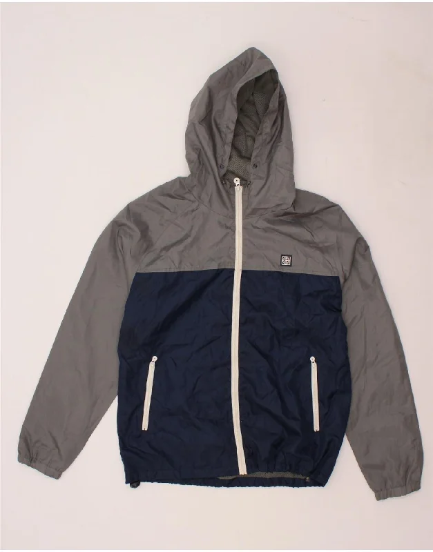 Smart Casual TERRANOVA Mens Hooded Rain Jacket UK 38 Medium Grey Colourblock Polyester Smart Casual TERRANOVA Mens Hooded Rain Jacket UK 38 Medium Grey Colourblock Polyester