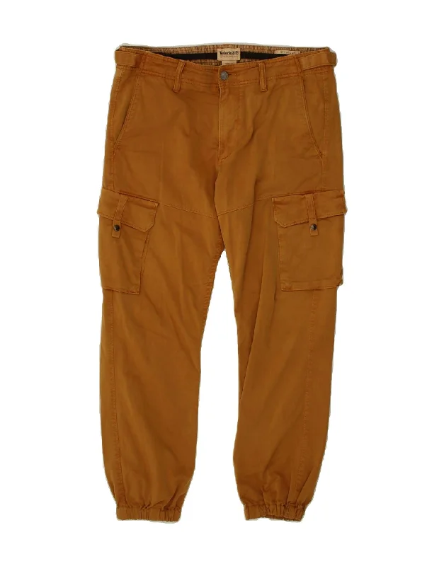 Casual Knitwear TIMBERLAND Mens Straight Joggers Cargo Trousers W30 L26 Brown Cotton