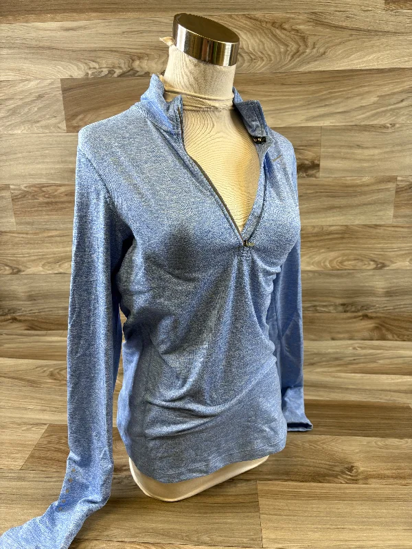 Cozy Apparel Athletic Top Long Sleeve Collar By Nike Apparel In Blue, Size: Xs