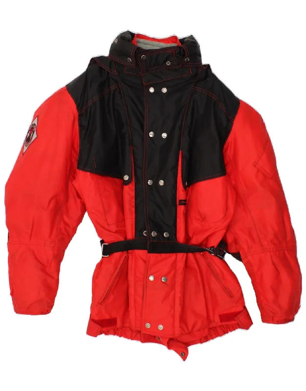 Street Style VINTAGE Mens Hooded Windbreaker Jacket UK 38 Medium Red Colourblock