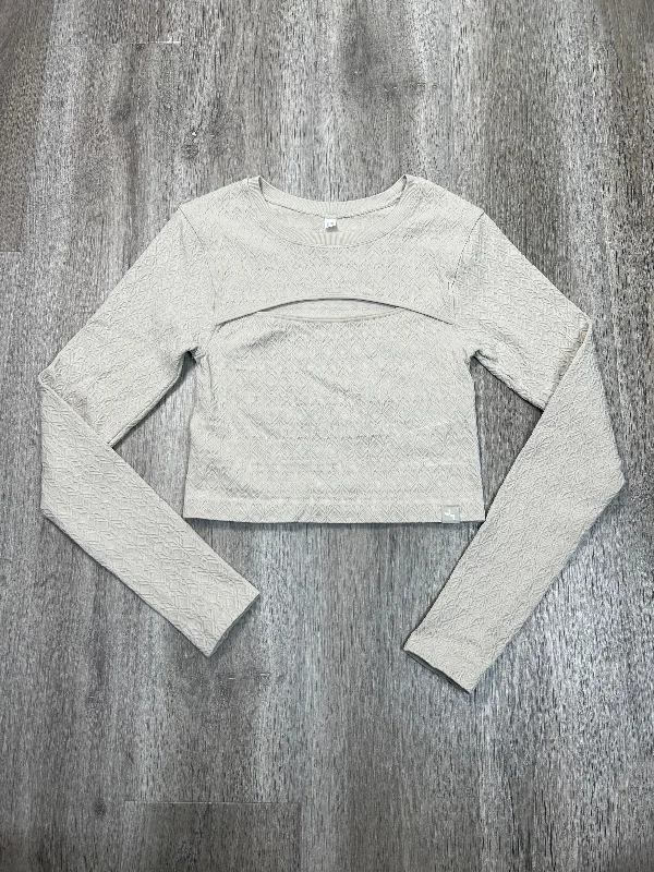Cool Casuals Athletic Top Long Sleeve Crewneck By Joy Lab In Tan, Size: Xs