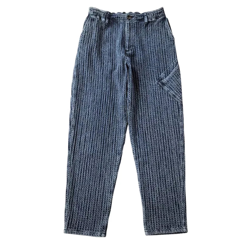 Sporty Look Men's Sashiko Tapered Pants - Japanese Style Casual Trousers