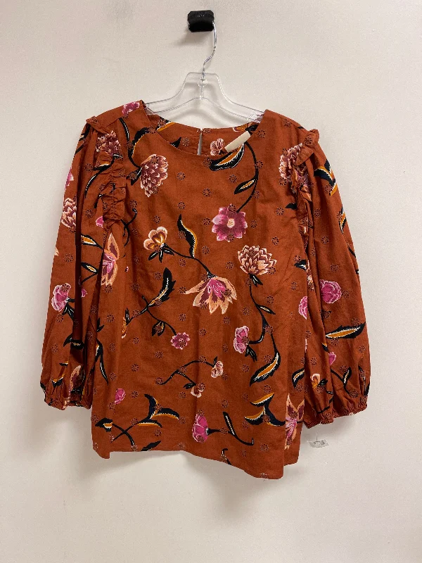 Active Wear Top Long Sleeve By Universal Thread In Orange, Size: L