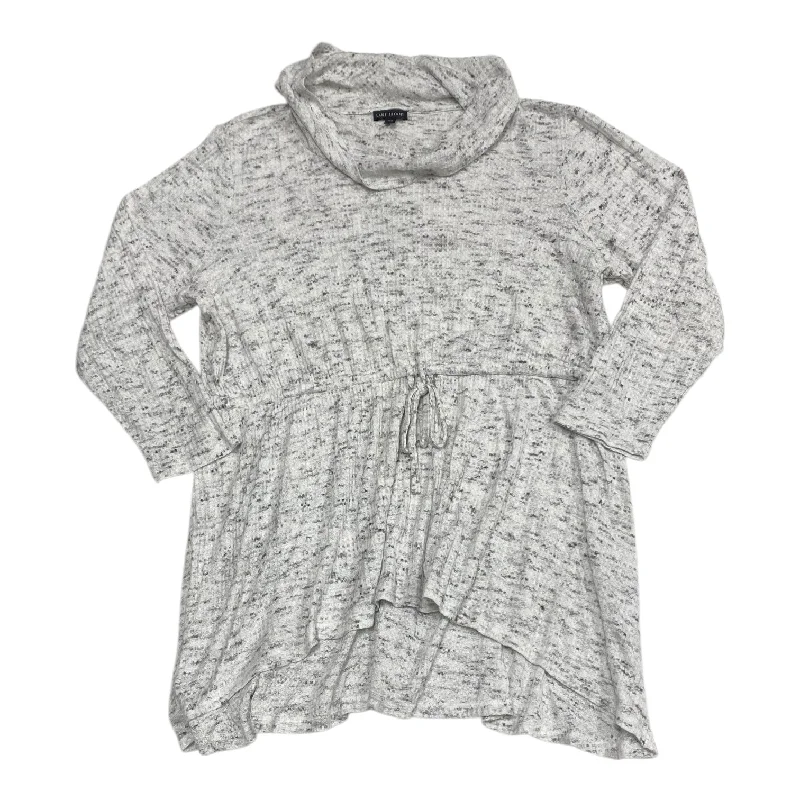 Retro Style Top Long Sleeve By Lane Bryant In Grey & White, Size: 3x