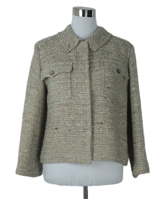 Casual Outfit Chanel Blue & Beige Tweed Jacket sz 6
