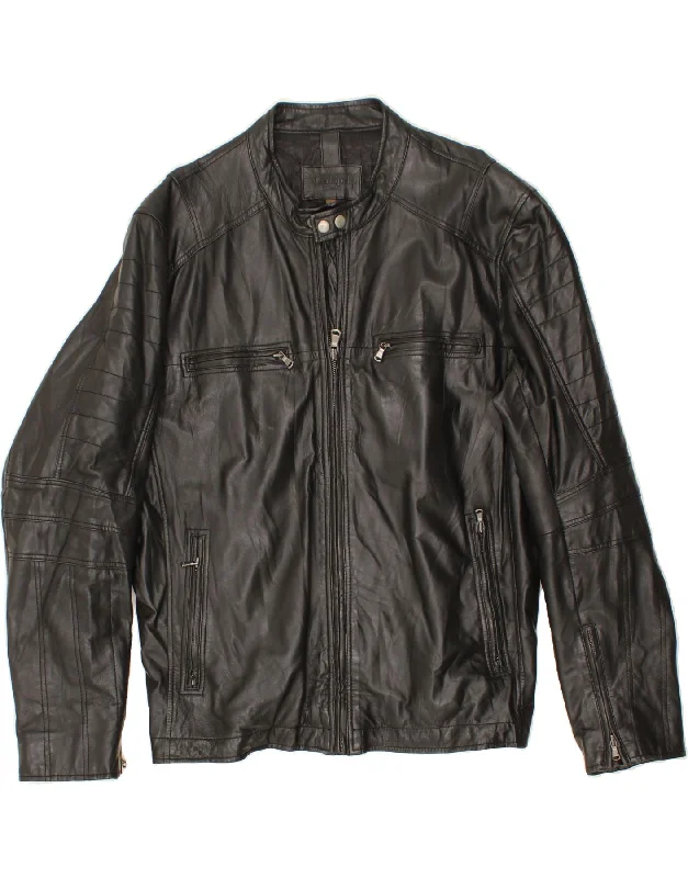 Cozy Sweatshirts CONBIPEL Mens Bomber Leather Jacket IT 56 3XL Black Leather