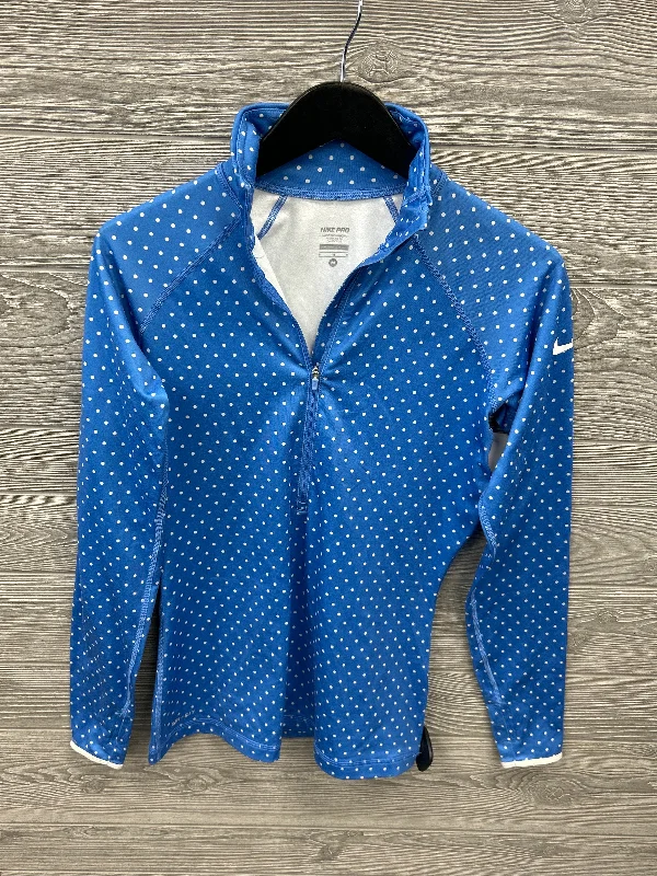 Soft T-Shirts Athletic Top Long Sleeve Collar By Nike Apparel In Blue, Size: M