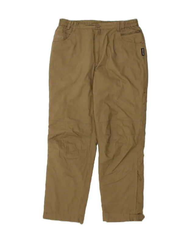 Versatile Outfits VINTAGE Mens Straight Windbreaker Trousers Large W36 L32 Khaki Cotton