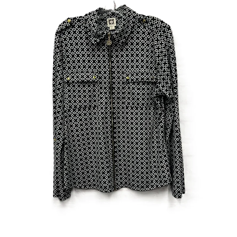 Comfortable Shoes Top Long Sleeve By Anne Klein In Black, Size: Xl