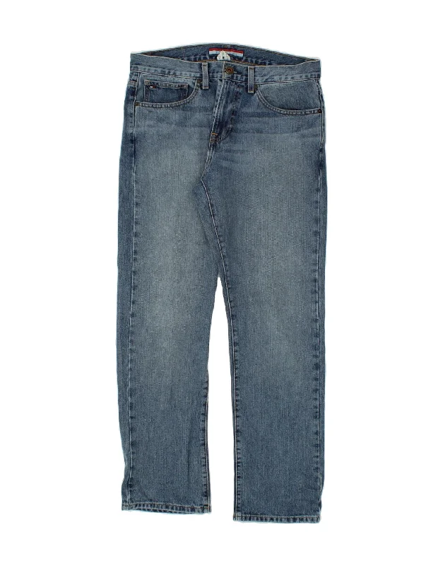 Active Gear TOMMY HILFIGER Mens Relaxed Fit Straight Jeans W31 L30 Blue Cotton