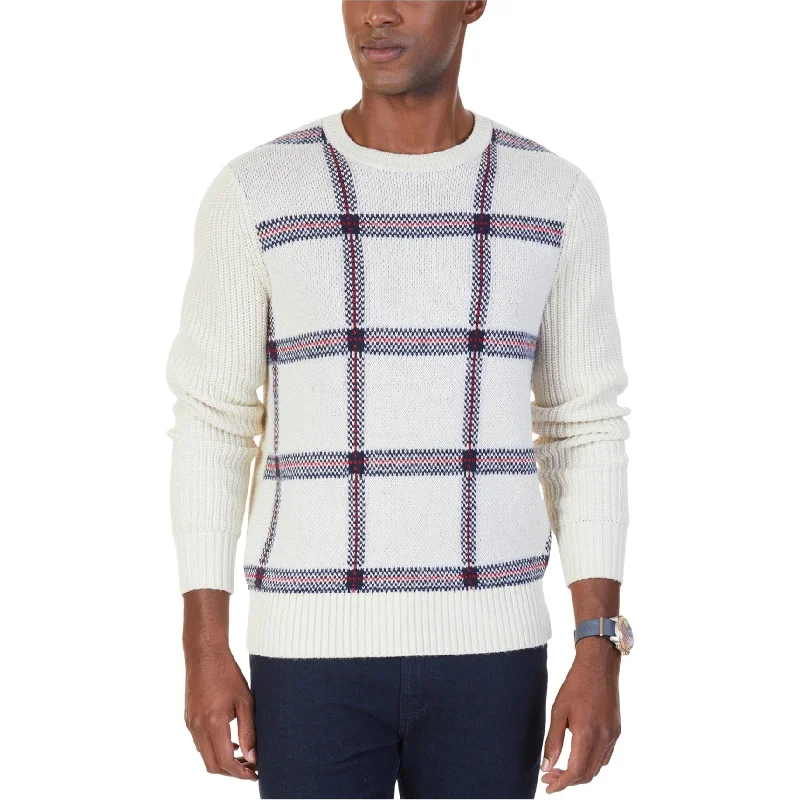 Sporty Trends Nautica Mens Double Knit Pullover Sweater, Off-White, Large