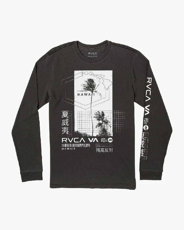 Hawaii Language Hex Long Sleeve Tee - Black