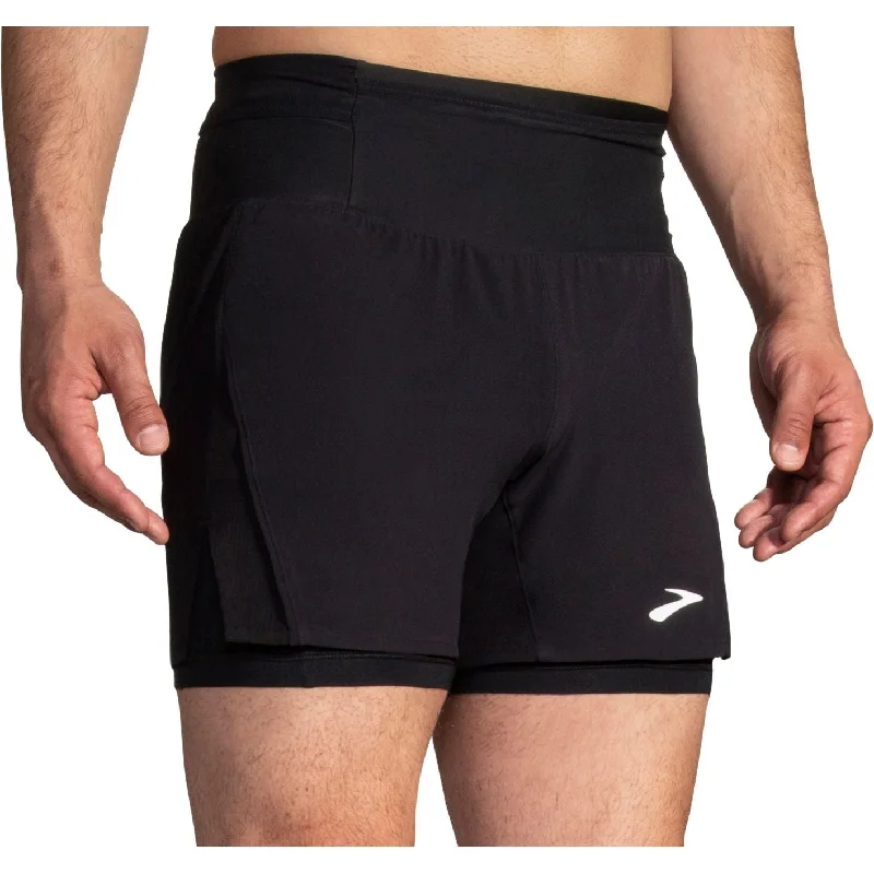 Relaxed Wear Brooks High Point 2.0 2 In 1 Mens Running Shorts - Black