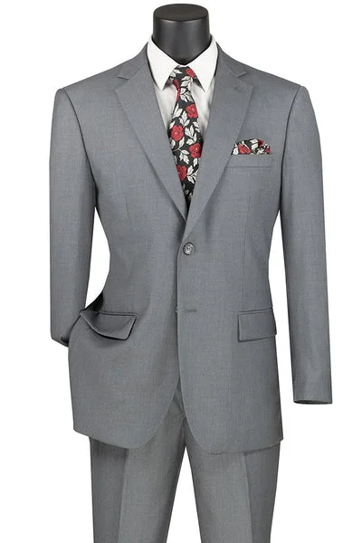 Casual Trends Marquis Collection: Medium Grey 2 Piece Solid Color Single Breasted Regular Fit Suit