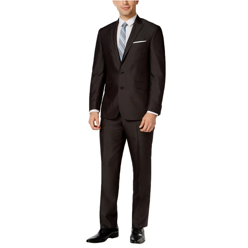 Kenneth Cole Mens Black Micro Stripe Two Button Formal Suit