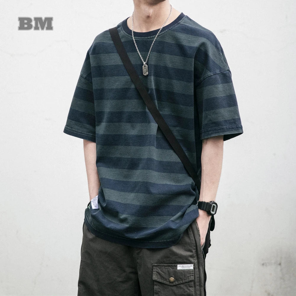 Modern Apparel Japanese Streetwear Striped T-Shirt - High Quality Casual Tee
