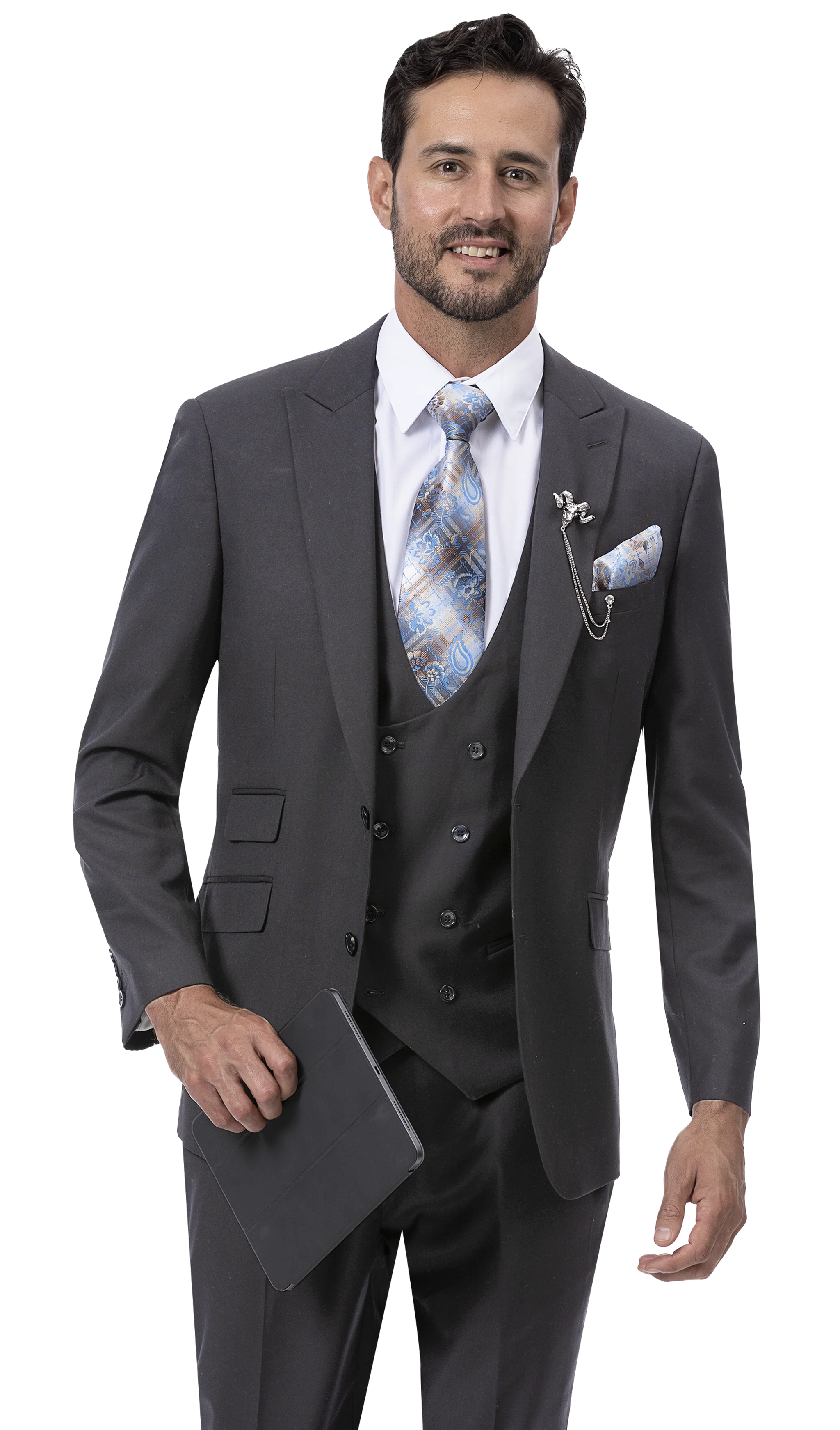 Charcoal Three Piece Regular Fit Fashion Suit M2770