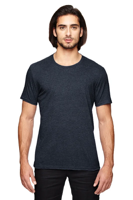 Fashion Basics Gildan Mens Short Sleeve Crewneck T-Shirt - Heather Navy Blue