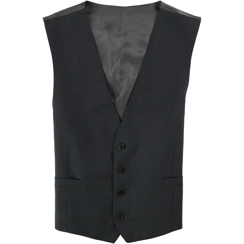 Outdoor Gear Calvin Klein Mens Windowpane Four Button Vest, Grey, 44 Short