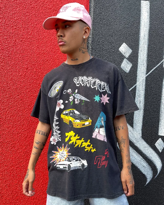 Goat Crew All Over Manga Vintage T-Shirt Black Wash