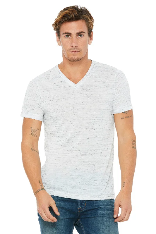 Relaxed Wear Bella + Canvas Mens Jersey Short Sleeve V-Neck T-Shirt - White Marble