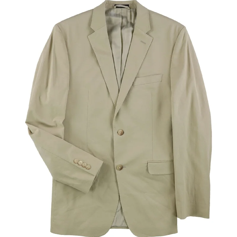 Ralph Lauren Mens Solid Two Button Blazer Jacket, Beige, 40 Long