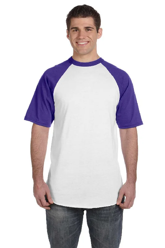 Outdoor Gear Augusta Sportswear Mens Short Sleeve Crewneck T-Shirt - White/Purple