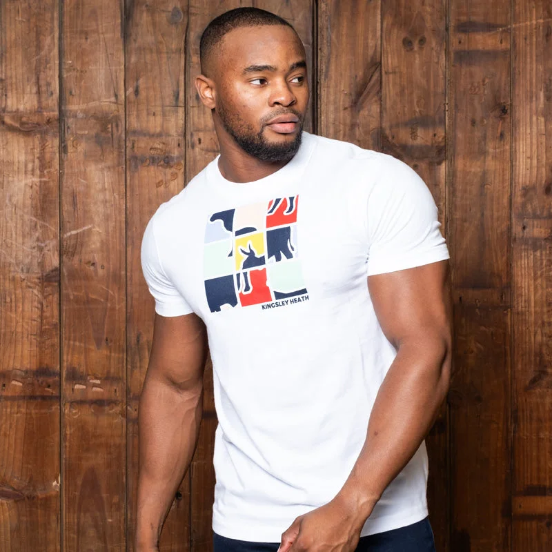 Versatile Looks Nguni Block Puzzle Crew Tee Pelican
